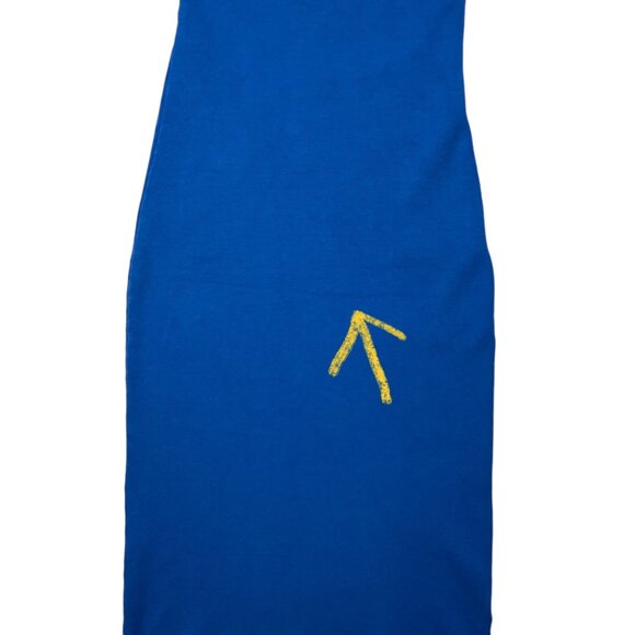 House Of Harlow 1969 Lux Essentials Knit Tank Dress M Blue Cutout Midi Bodycon - Picture 5 of 11